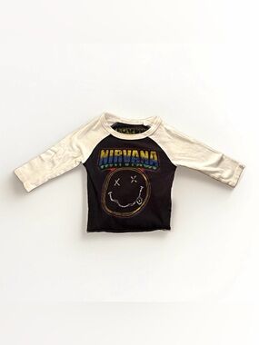 Rowdy Sprout Nirvana Smiley Raglan Tee 6-12M